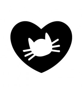 Rubber stamp - heart cat