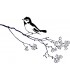 Rubber stamp - Bird on a branch (blooming)