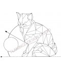 Rubber stamp on wood support - Gwen Scrap Collection 2- Cat origami